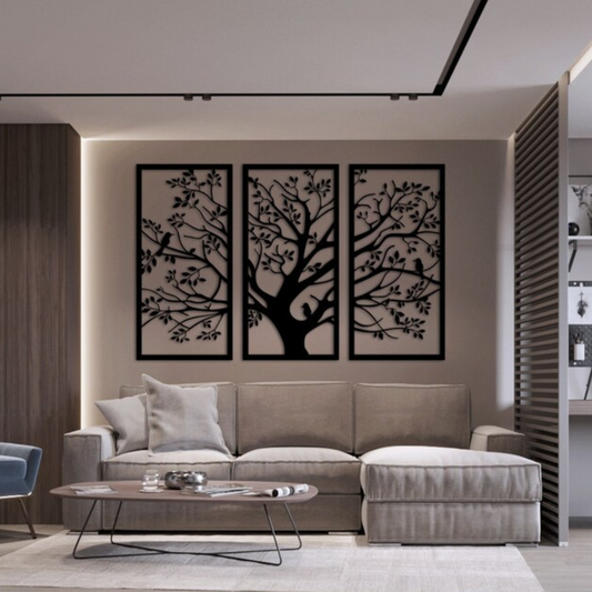 Wandstaal XXL "Drie Panelen Boom"
