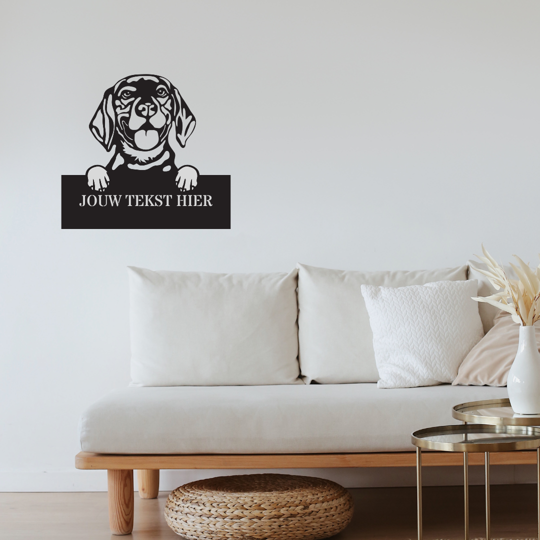 Wandstaal Naambord - Beagle Hond