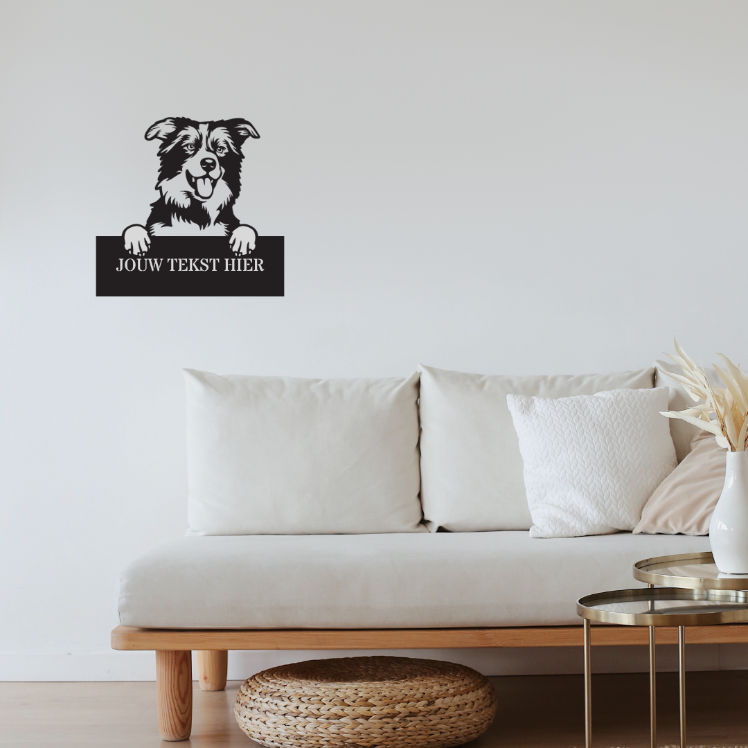 Wandstaal Naambord - Border Collie Hond