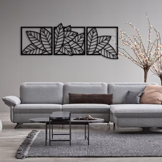 Wandstaal XXL "Drieluik van Bladeren"