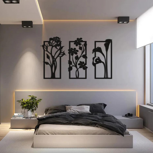 Wandstaal XXL "Drieluik Bloemen"