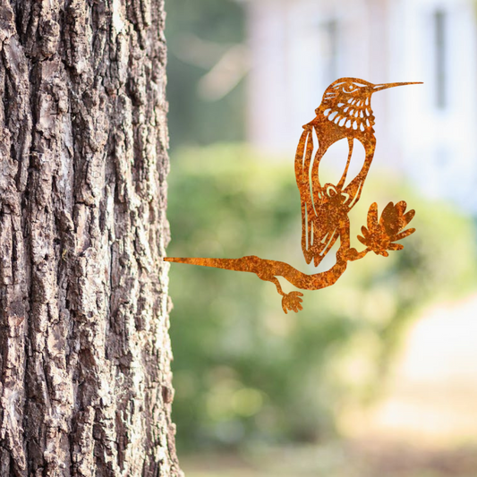 Wandstaal Kolibri- Metalen vogel stake voor tuin en buiten