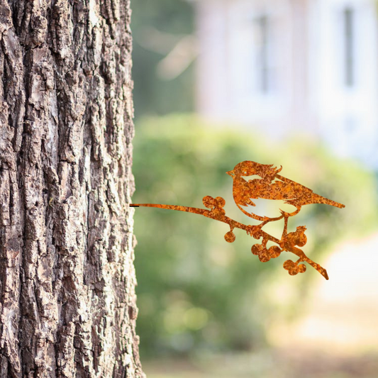 Wandstaal Kuifmees - Metalen vogel stake voor tuin en buiten