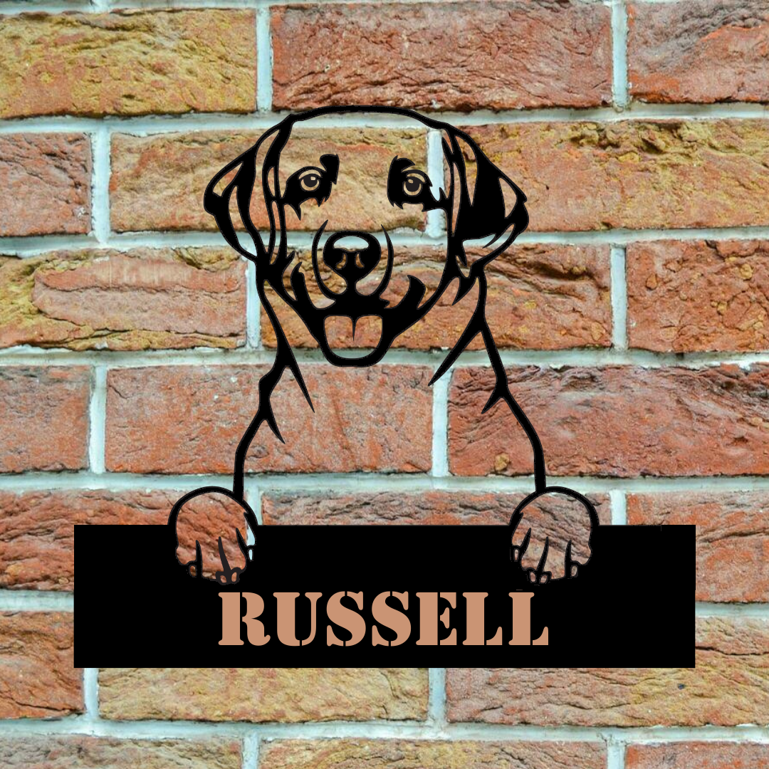 Wandstaal Naambord - Labrador Hond