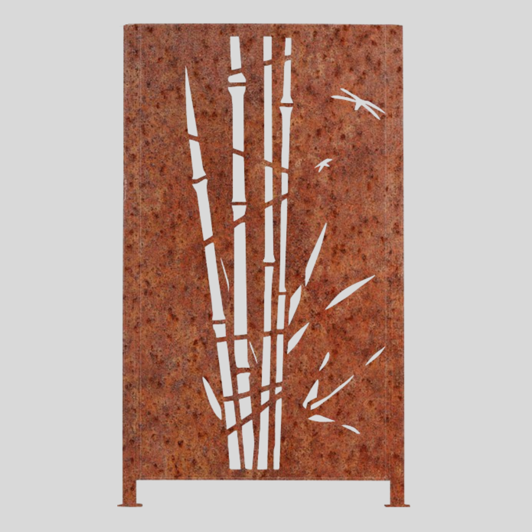 Metalen afscheiding "Bamboe" - Wandstaal metalen tuinpaneel