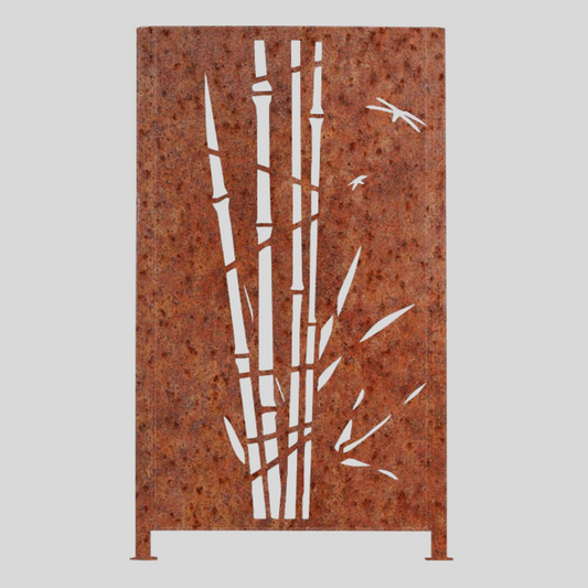 Metalen afscheiding "Bamboe" - Wandstaal metalen tuinpaneel