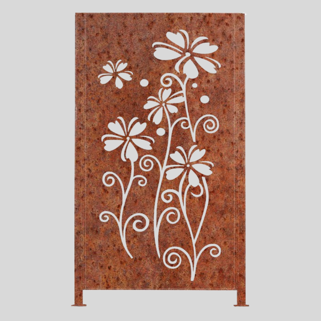 Metalen afscheiding "Kruipphlox" - Wandstaal metalen tuinpaneel