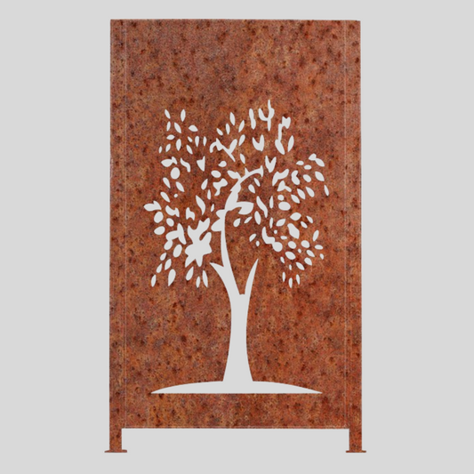 Metalen afscheiding "Oak" - Wandstaal metalen tuinpaneel