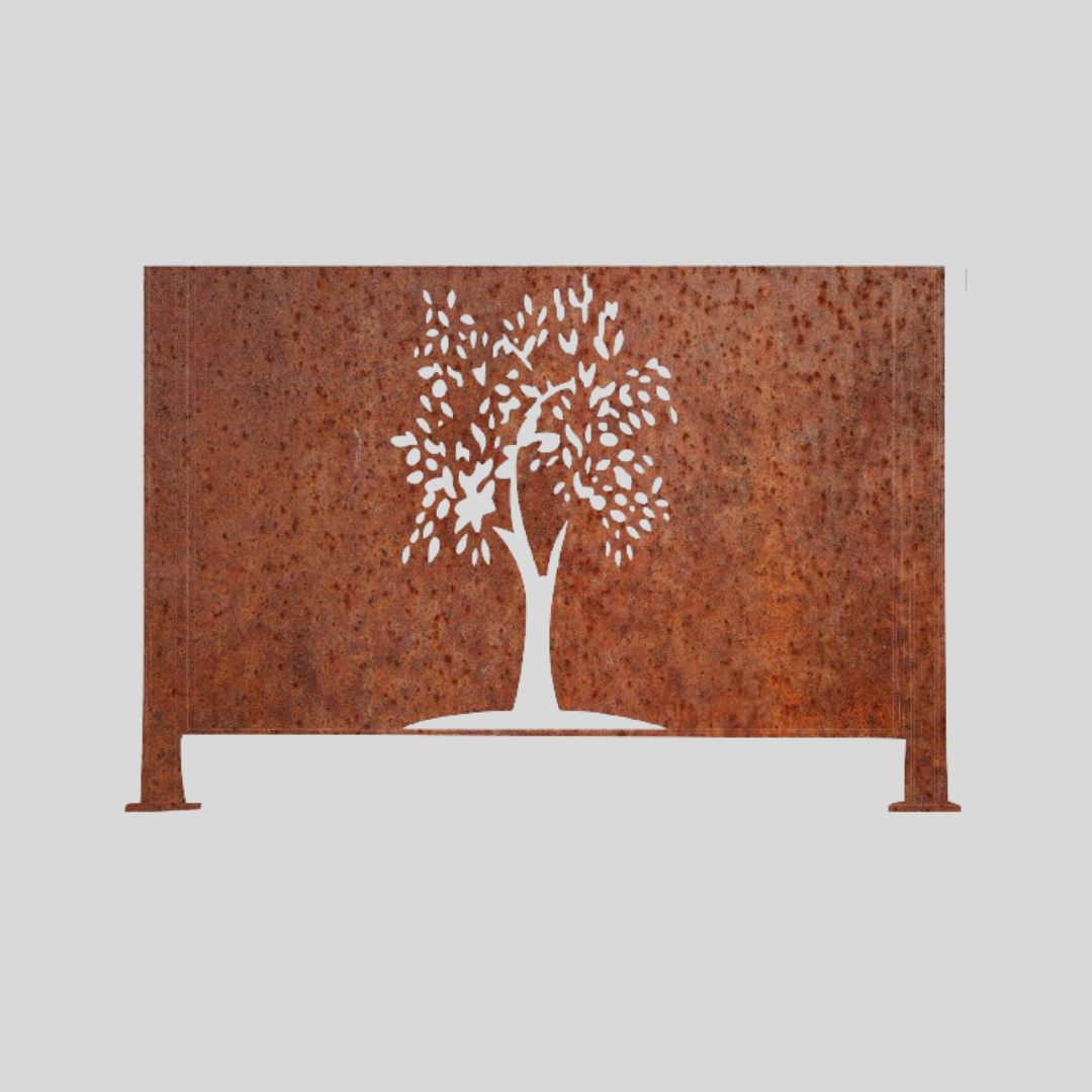 Metalen afscheiding "Oak" - Wandstaal metalen tuinpaneel