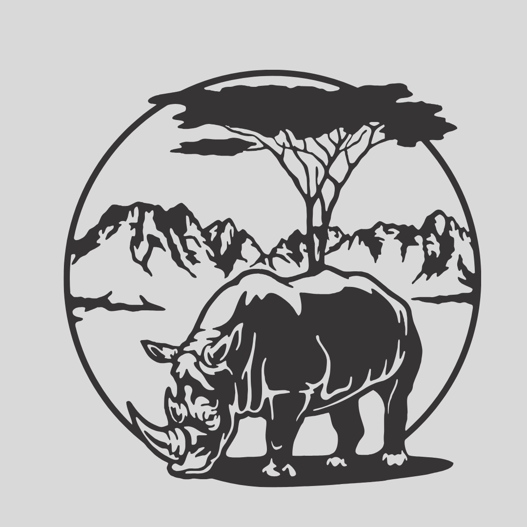 Wandstaal Dier Neushoorn Landschap