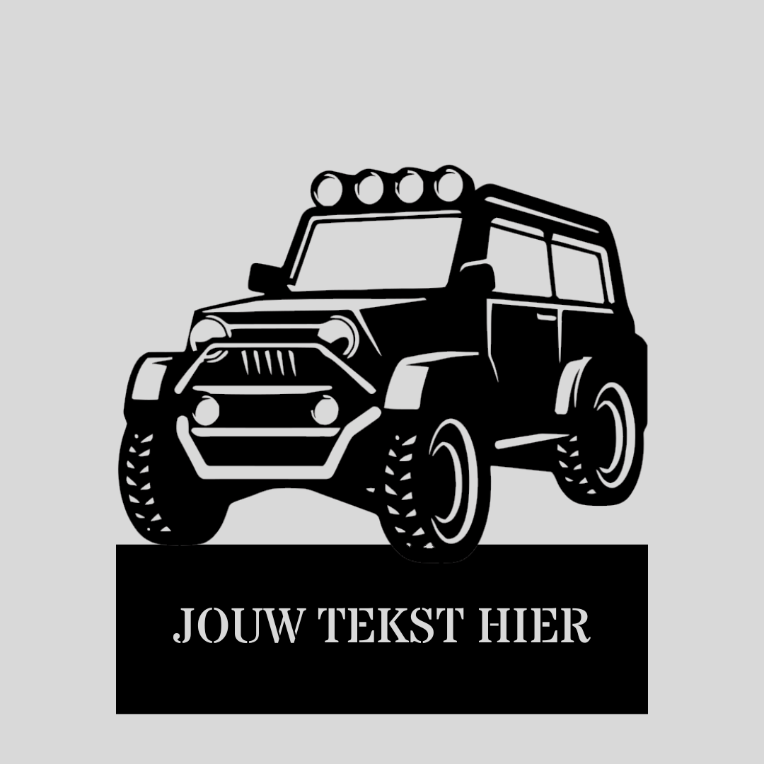 Wandstaal Naambord - Off-Road Jeep Voertuig