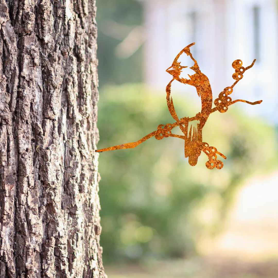 Wandstaal Rode Kardinaal - Metalen vogel stake voor tuin en buiten