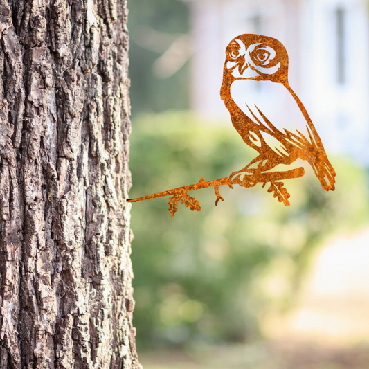 Wandstaal Uil - Metalen vogel stake voor tuin en buiten