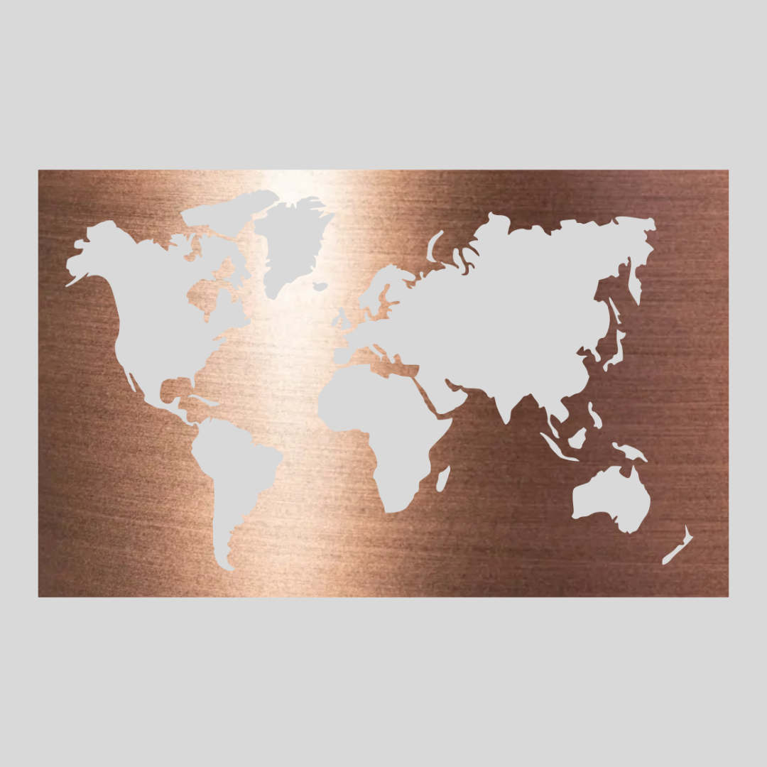 Wandstaal Wandpaneel "Wereldkaart"