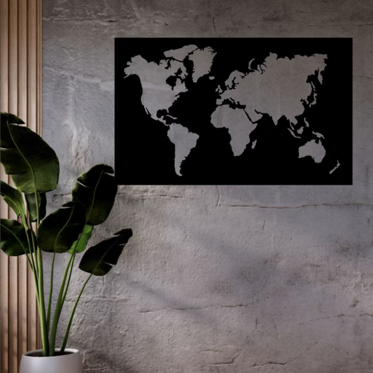 Wandstaal Wandpaneel "Wereldkaart"
