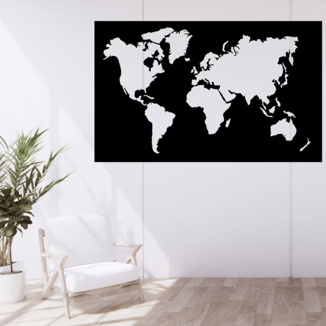 Wandstaal Wandpaneel "Wereldkaart"