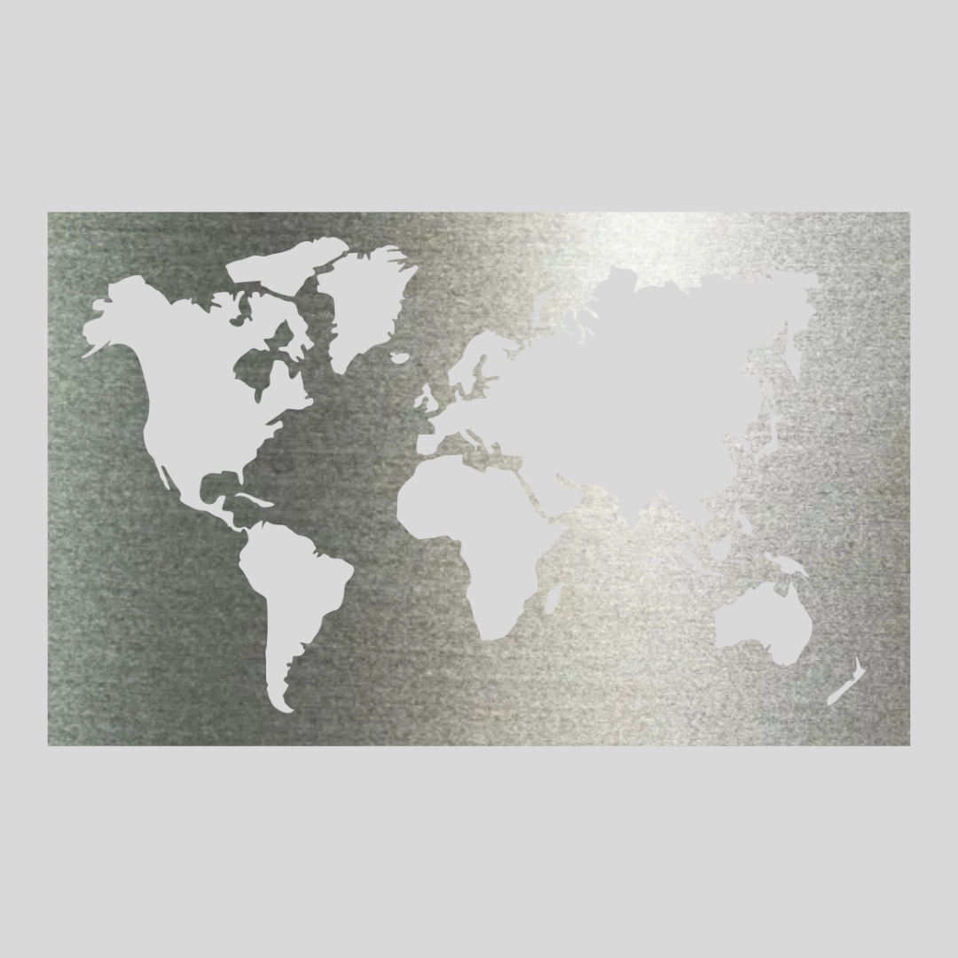 Wandstaal Wandpaneel "Wereldkaart"