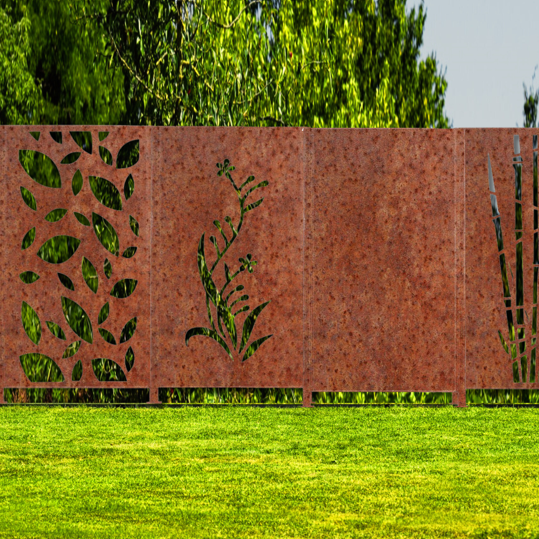 Metalen afscheiding "Leaves" - Wandstaal metalen tuinpaneel