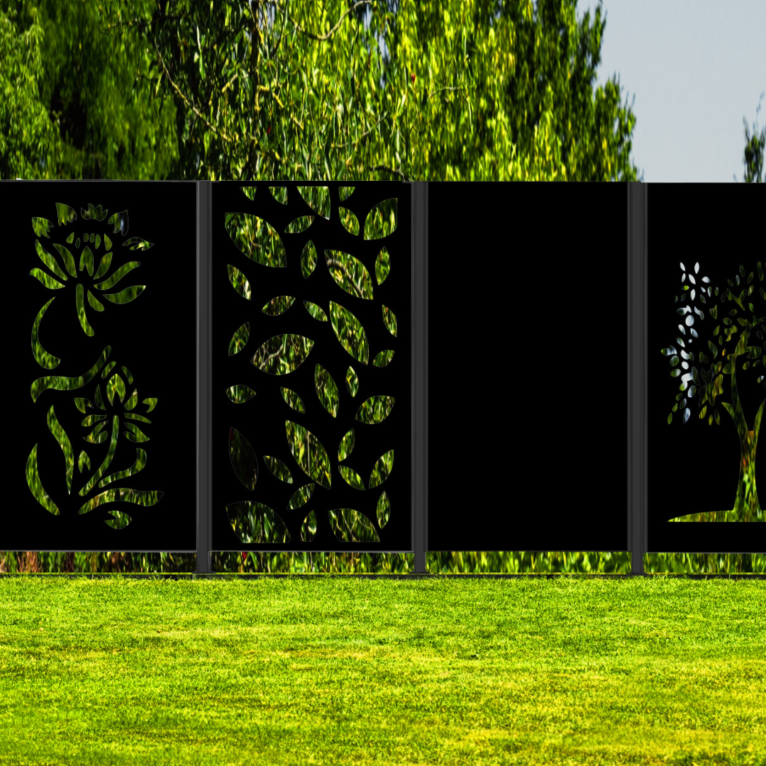 Metalen afscheiding "Leaves" - Wandstaal metalen tuinpaneel